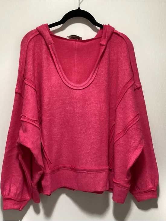 Zenana Outfitters Tops - Zenana Fuscia Balloon Sleeve Brushed Hacci Hoodie